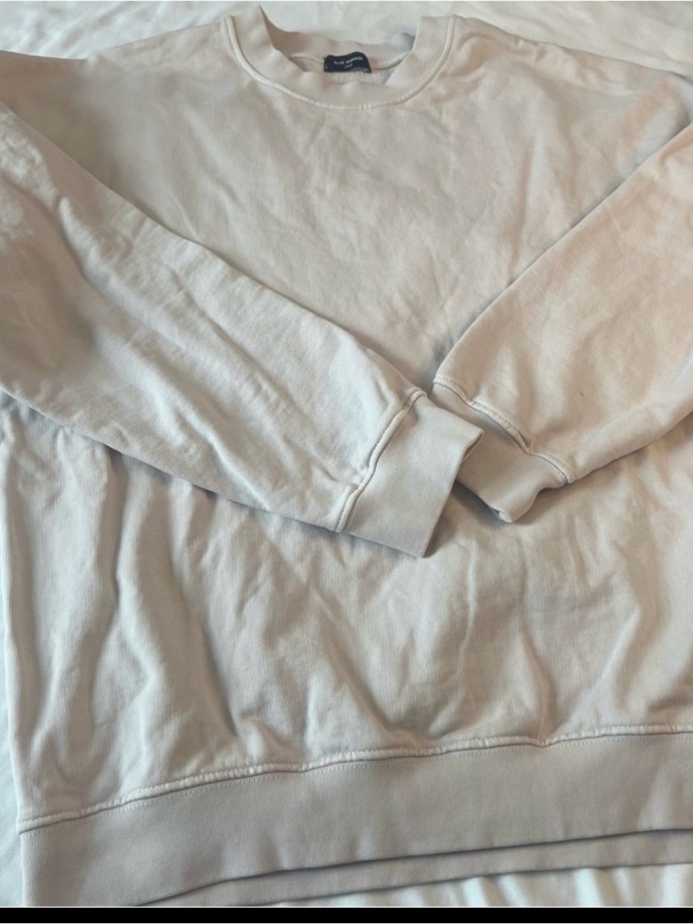 Blue Garage Small Beige Locate in Paris Embroidered Oversized Crewneck Sweatshir